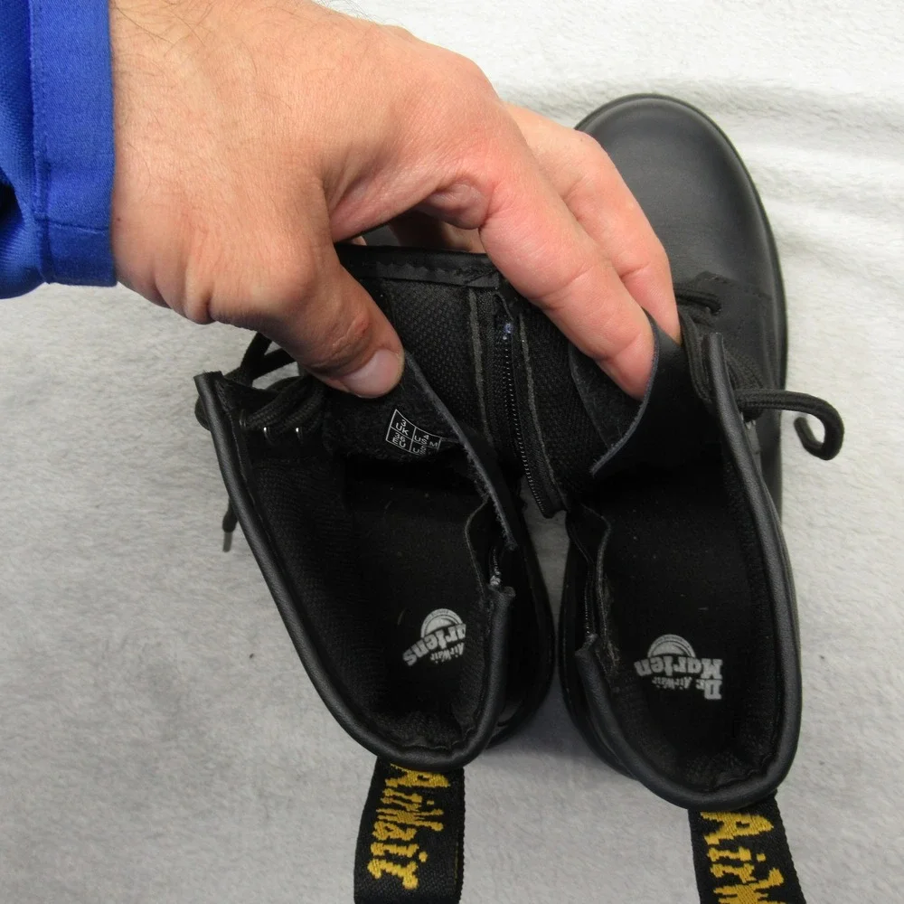 Dr Martens Boots Juniors 4M 5L Black Leather Combat Side‎ Zip Chunky 1460 J NEW